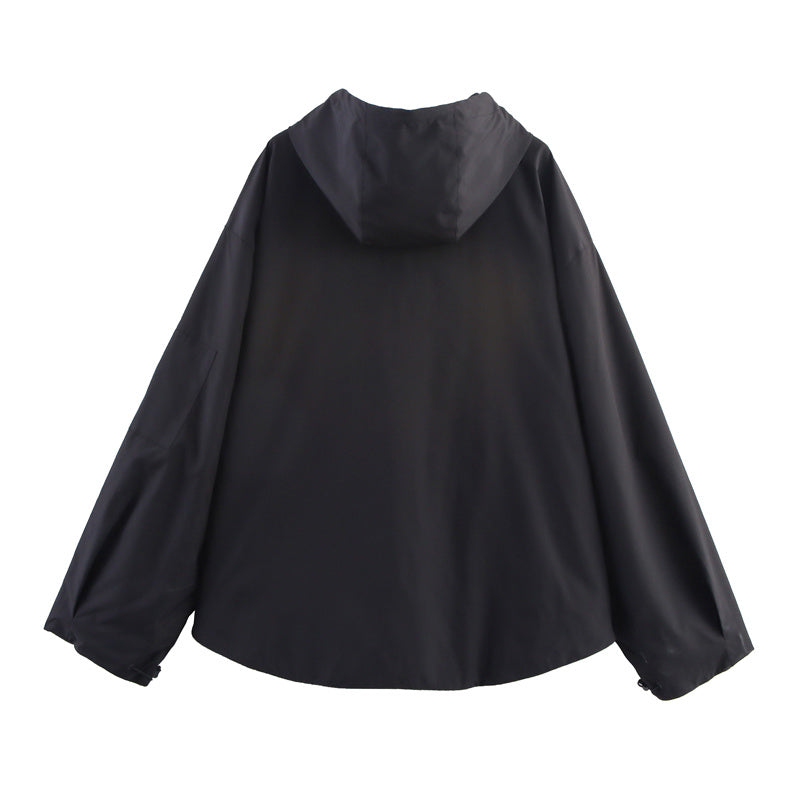 Women&#39;s Long Sleeve Zip Hooded Jacket With Pockets - Casual Sporty Windbreaker For Spring&amp;Fall