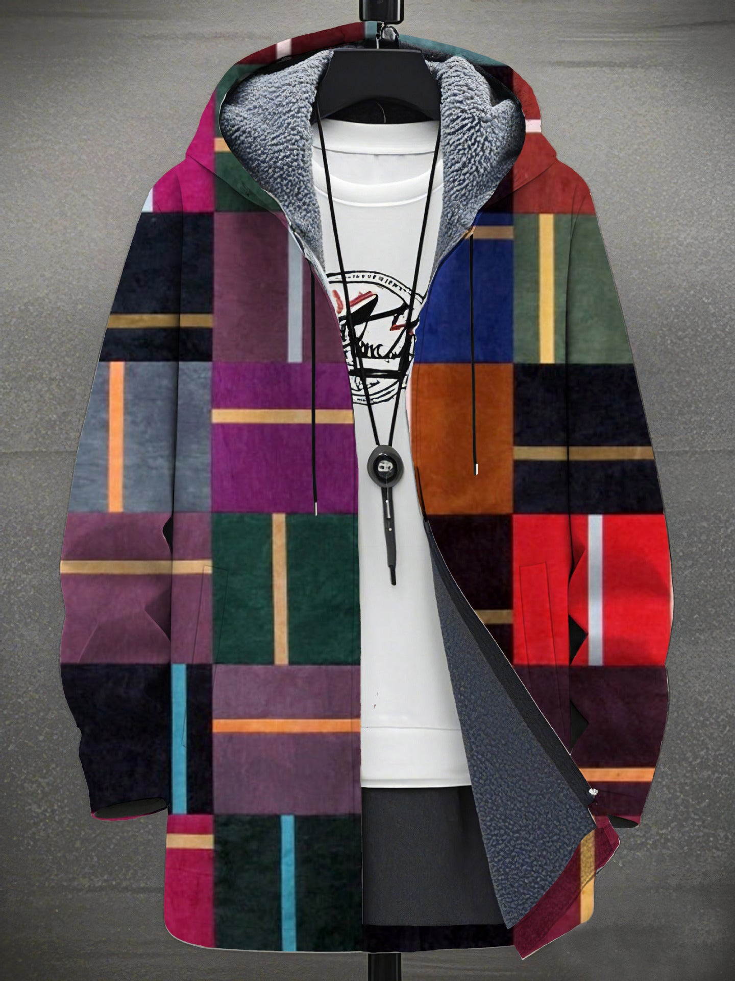 Digital Printing Plus Velvet Men’s Casual Jacket – Trendy &amp; Comfortable