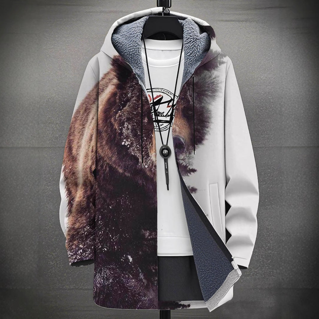 Digital Printing Plus Velvet Men’s Casual Jacket – Trendy &amp; Comfortable