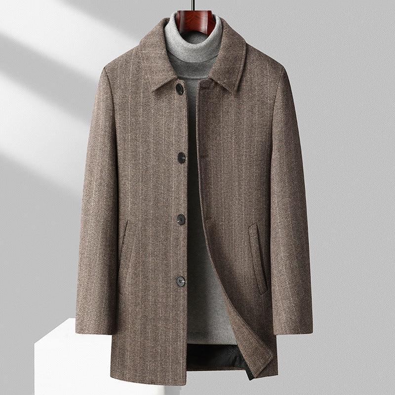 Men&#39;s Wool Reversible Woolen Coat Men&#39;s
