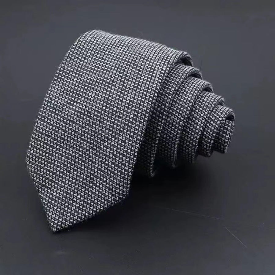 Fiorafashion Men’s Business Striped Solid Color Cotton Tie – Thickened Sanded Formal Wear Necktie