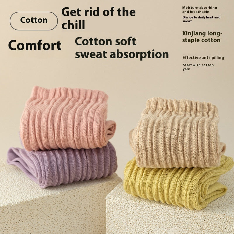 Autumn And Winter Cotton Socks Korean Style Girl Mid-calf Length