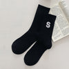 Women&#39;s Embroidered S-letter Cotton Sweat-absorbent Autumn And Winter Socks