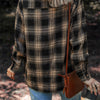 Women&#39;s Multi-color Retro Plaid Double-layer Flip Pocket Shirt