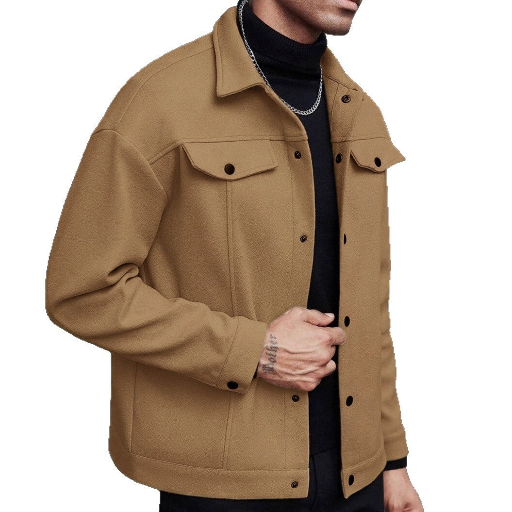 Lightweight Men’s Khaki Woolen Sports Jacket – Modern Casual Look
