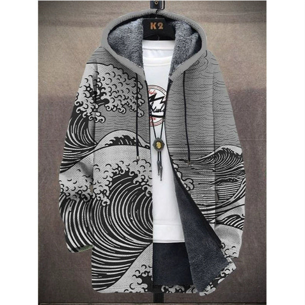 Men&#39;s 3D Personalized Printing Fashion Warm Hooded Jacket