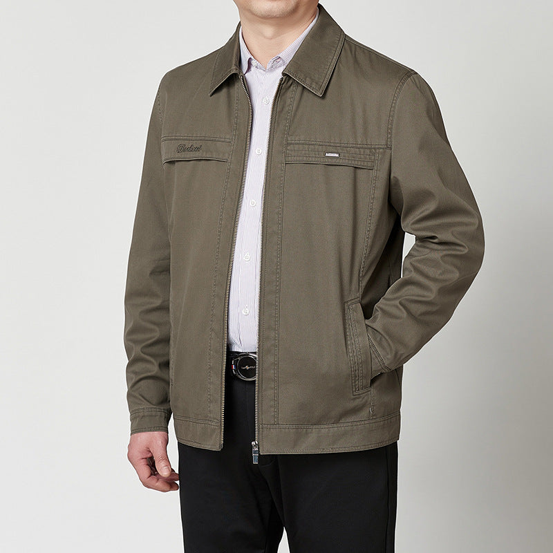 Middle-aged And Elderly Men&#39;s Casual Cotton Turn-down Collar Coat