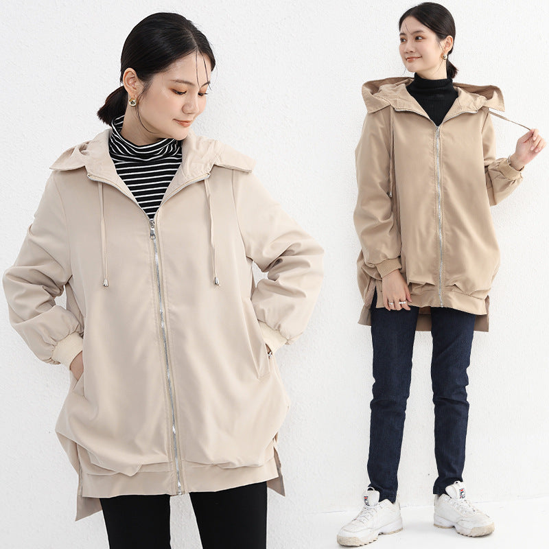 Short Front And Long Back Elegant Trench Coat Pockets