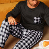 Ice Silk Long Sleeve Long Pants Men&#39;s Pajama Set