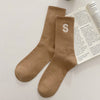 Women&#39;s Embroidered S-letter Cotton Sweat-absorbent Autumn And Winter Socks